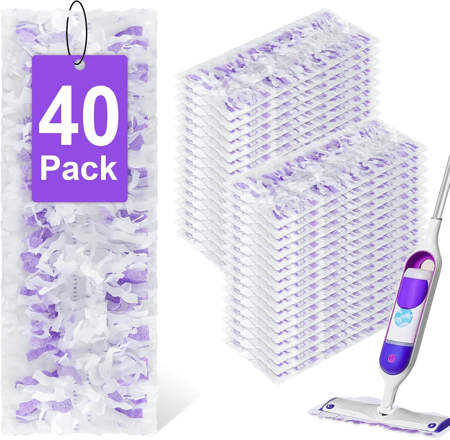Skiennix Power Mop Refills - 40 Pack Unscented Thickened Multi-Surface & Wood Cleaning Pads