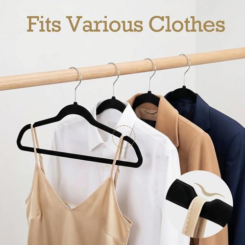 HOUSE DAY Black Velvet Hangers - Premium Non-Slip Felt Clothes Hangers | 360 Pack, Heavy Duty, Space Saving