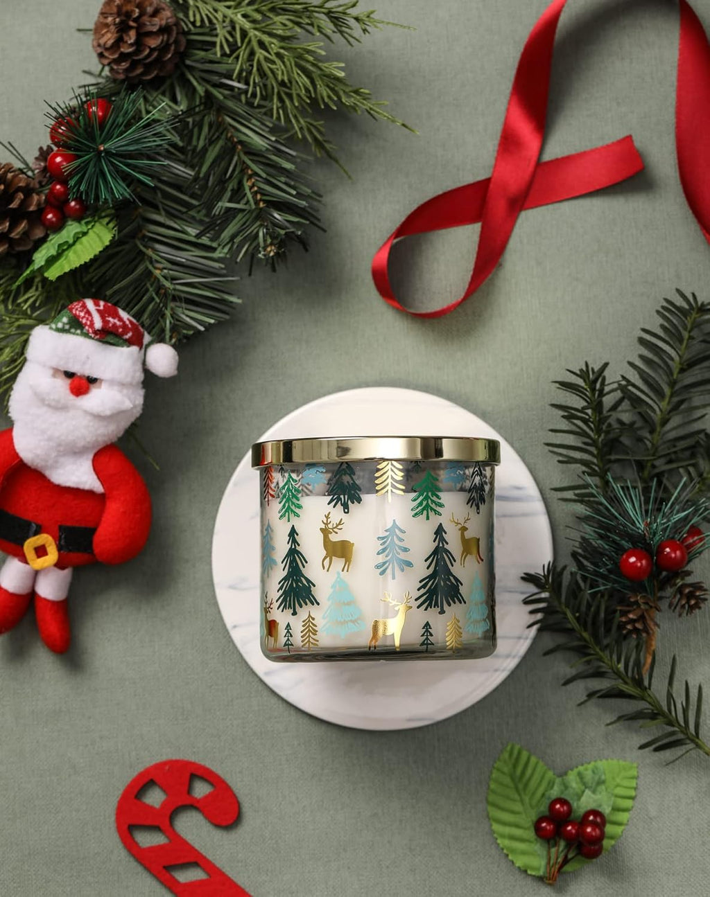 Regine Switzerland Pine Scented Christmas Candle - Large 14oz with 3 Wicks for Cozy Winter Ambiance