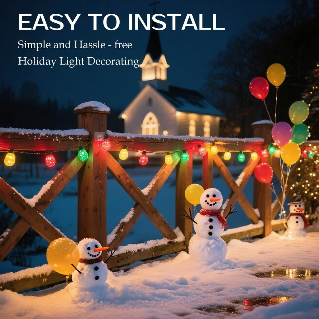 Skiennix Outdoor String Lights Hooks - 90Pcs Heavy-Duty Adhesive Clips for Christmas Lights - Waterproof & Transparent
