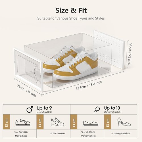 Kuject Shoe Storage Box - Large Crystal Clear Stackable Organizer | Space-Saving 12-Pack for Sneakers