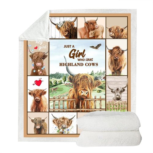 CYREKUD Highland Cow Throw Blanket, Cow Lovers Gift, Sofa Decor, 50" x 60"