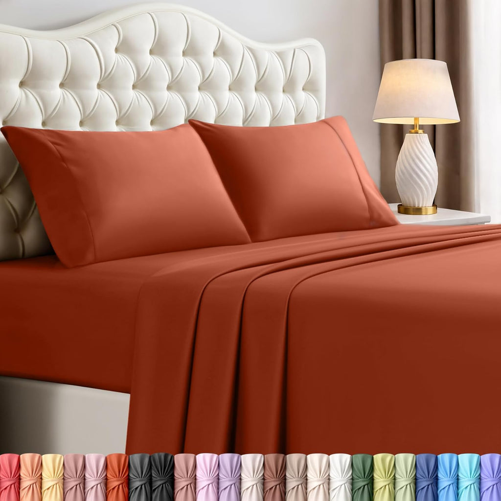 Utopia Bedding King Size Sheet Set - Soft, Breathable Microfiber | 4-Piece in Orange, Oeko Tex Certified