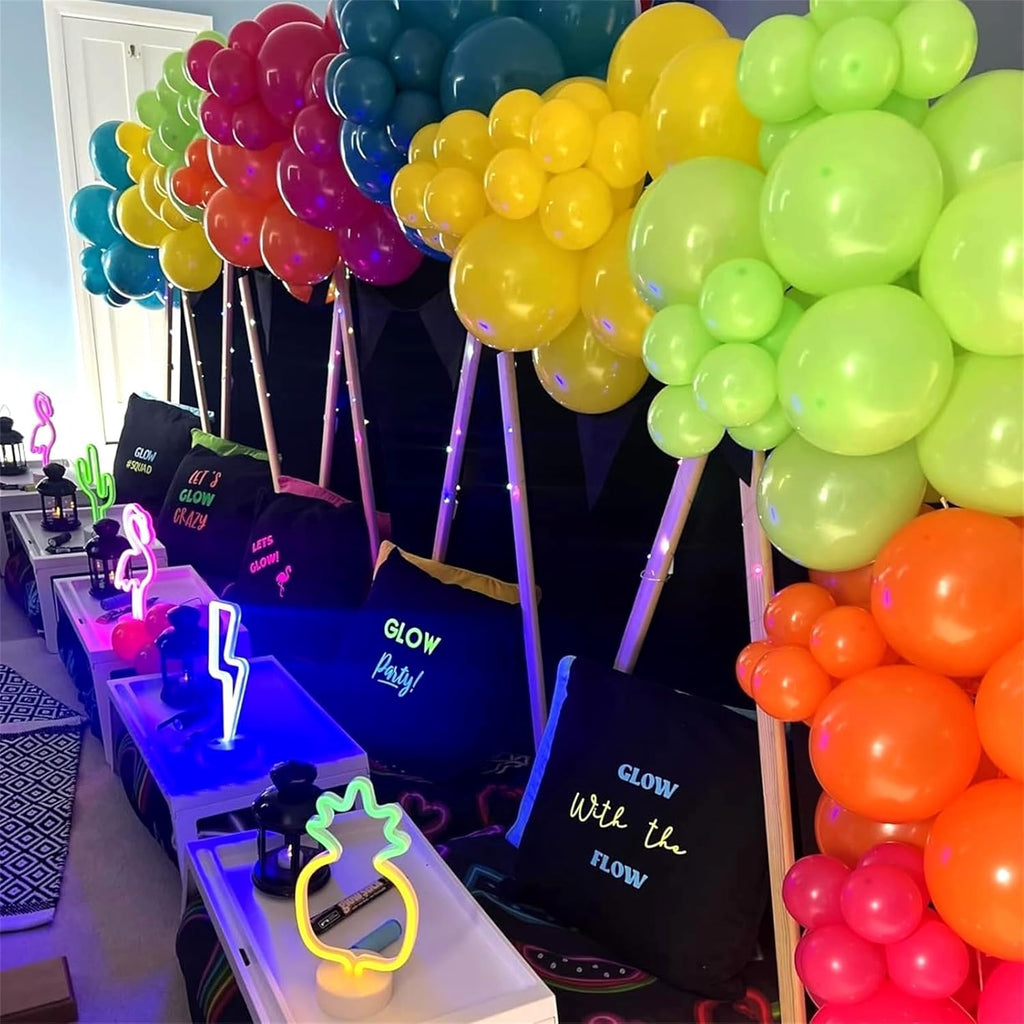 Skiennix 141 Pcs Rainbow Balloon Arch Kit - Neon Summer Colors for Hawaiian Luau & Birthday Parties
