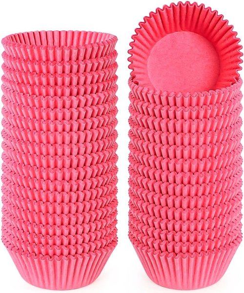 Caperci Pink Cupcake Muffin Liners - 500-Count Food Grade, No Smell & Grease-Proof Baking Cups