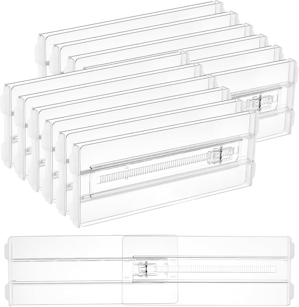 Vtopmart Drawer Dividers - 12 Pack Adjustable Organizers for Clothes | Clear Plastic, 4" High, Fits 10.2"-16.5" Drawers