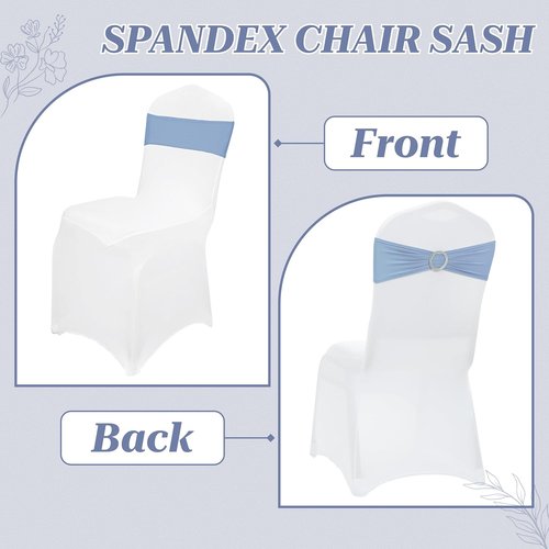 MDS Spandex Chair Sashes Bows - Universal Elastic Stretch Ties with Buckle Slider | Baby Blue, Pack of 200