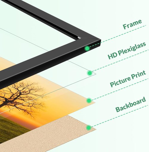 Black 11x17 Picture Frame by [Brand Name] - Shatter Resistant Plexiglass, Sturdy Wall Display | Perfect Gift