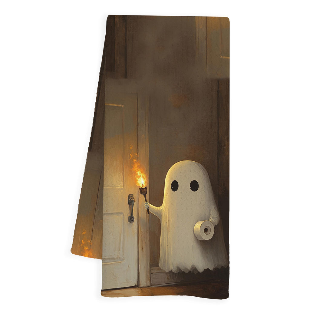 INDAJEDN Funny Ghost Hand Towels for Bathroom, Ghost Halloween Hand Towels for Washroom Toilet, Funny Halloween Bathroom Decor, 16x24 Inch