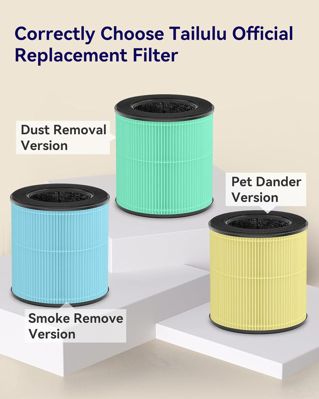 Tailulu H13 True HEPA Air Purifier - Portable 1200 Ft² Cleaner with 12dB Sleep Mode & Timer | Ideal for Pets, Dust & Odors