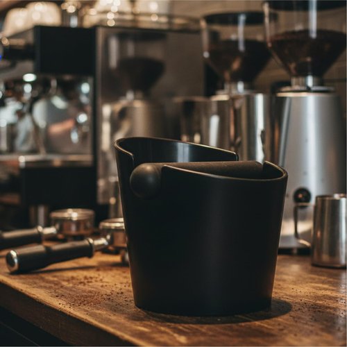 Ailelan Coffee Knock Box, Espresso Dump Bin, Coffee Bin, 4.8 Inch Espresso Knock Box Shock-Absorbent Durable Barista Style with Removable Knock Bar and Non-Slip Base(Round)
