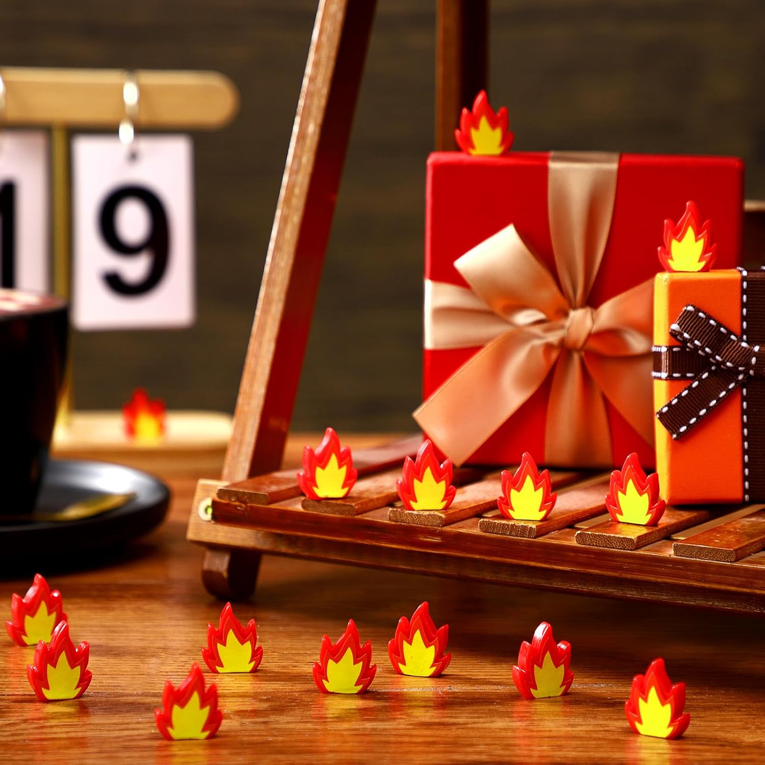 Seenelling Mini Resin Fire Figurines - 100 Pcs Realistic Flame Decor for DIY Crafts & Model Towns