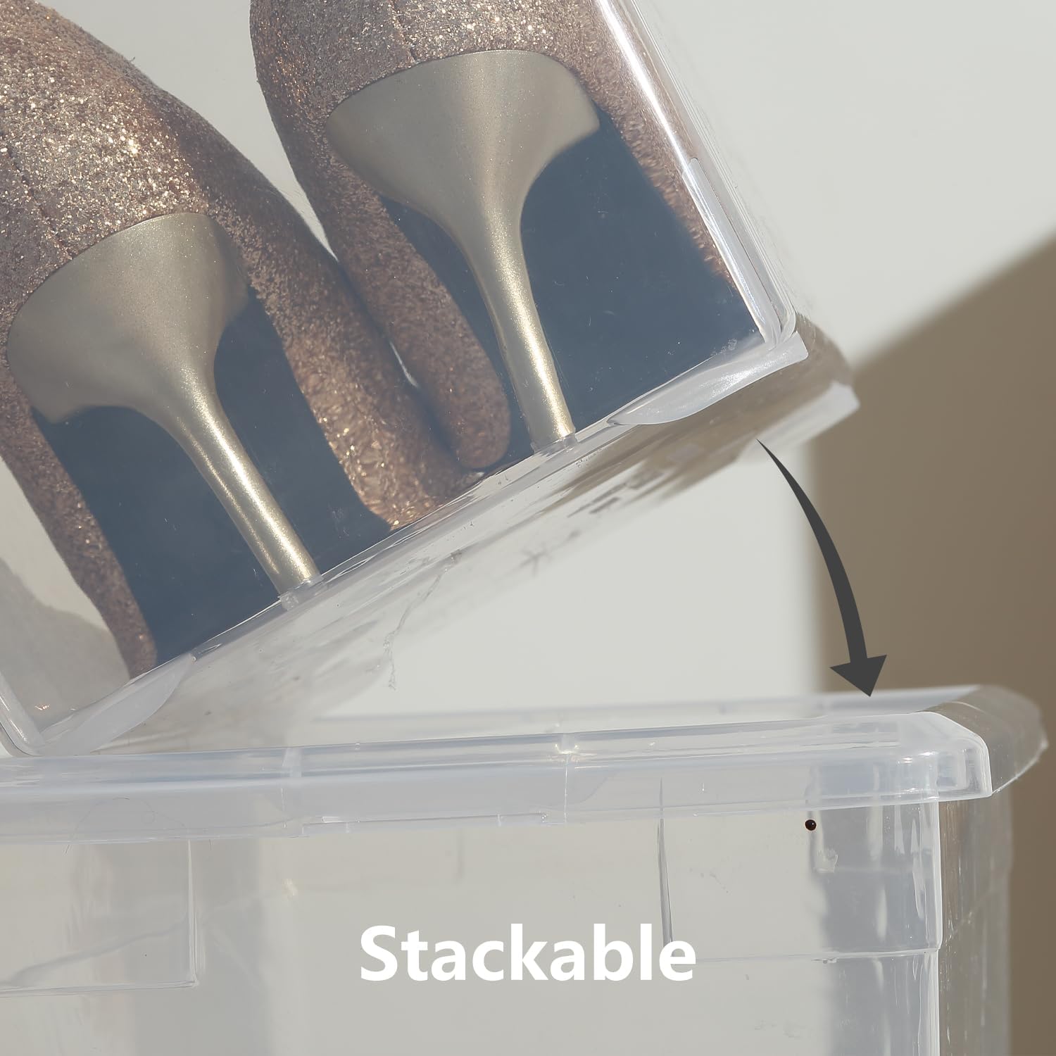 Novelinks 12 Pack Plastic Storage Bins - Stackable 6QT Clear Containers with Lids for Home & Office Organization