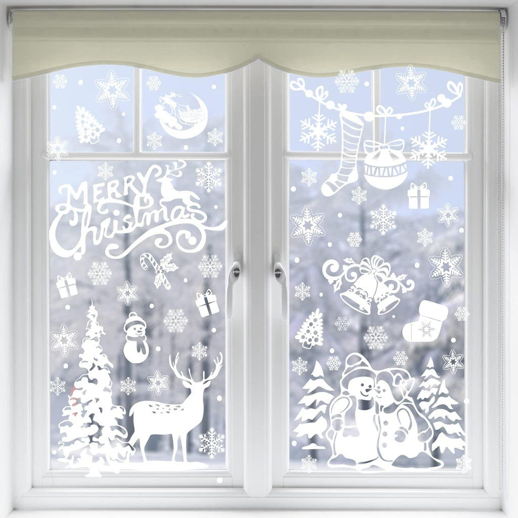 SULOLI Christmas Window Clings - 141 Static Snowflake Stickers for Festive Decor | 8 Sheets