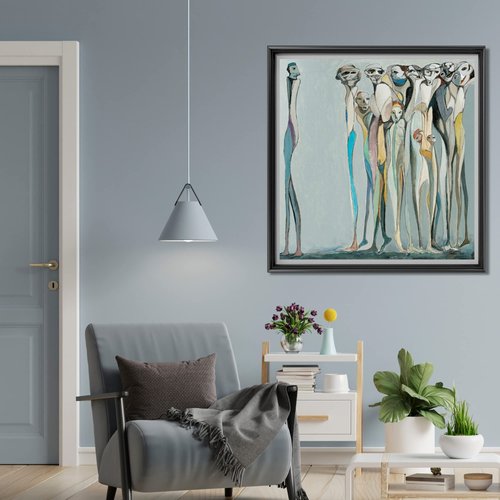 ATENSHI ART Covered Secrets by Mario Angel, Abstract Art Poster, Wall Decor, Neutral, Modern, Large Wall Art, Unframed Artwork Decoration, Wall Decor Living Room, Premium Matte Photo Paper (Matte