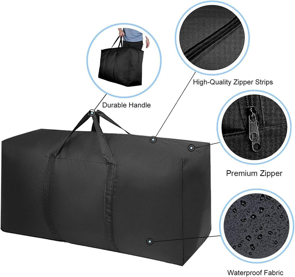 Skiennix Extra Large Moving Bags - Durable Zippers & Handles | Space-Saving Storage Totes (2 Pack)