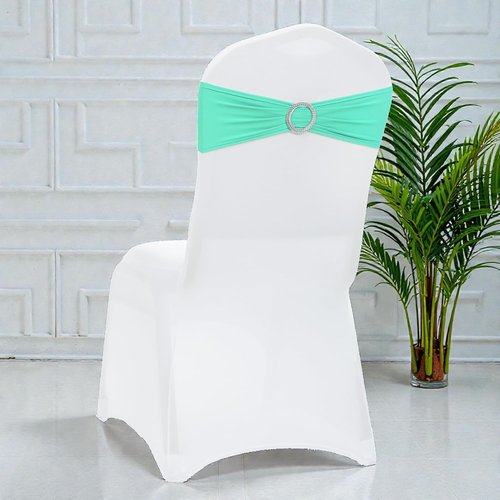 MDS Spandex Chair Sashes - Universal Fit Elastic Stretch Bands with Buckle Slider Bow | Sea Green - Pack of 200