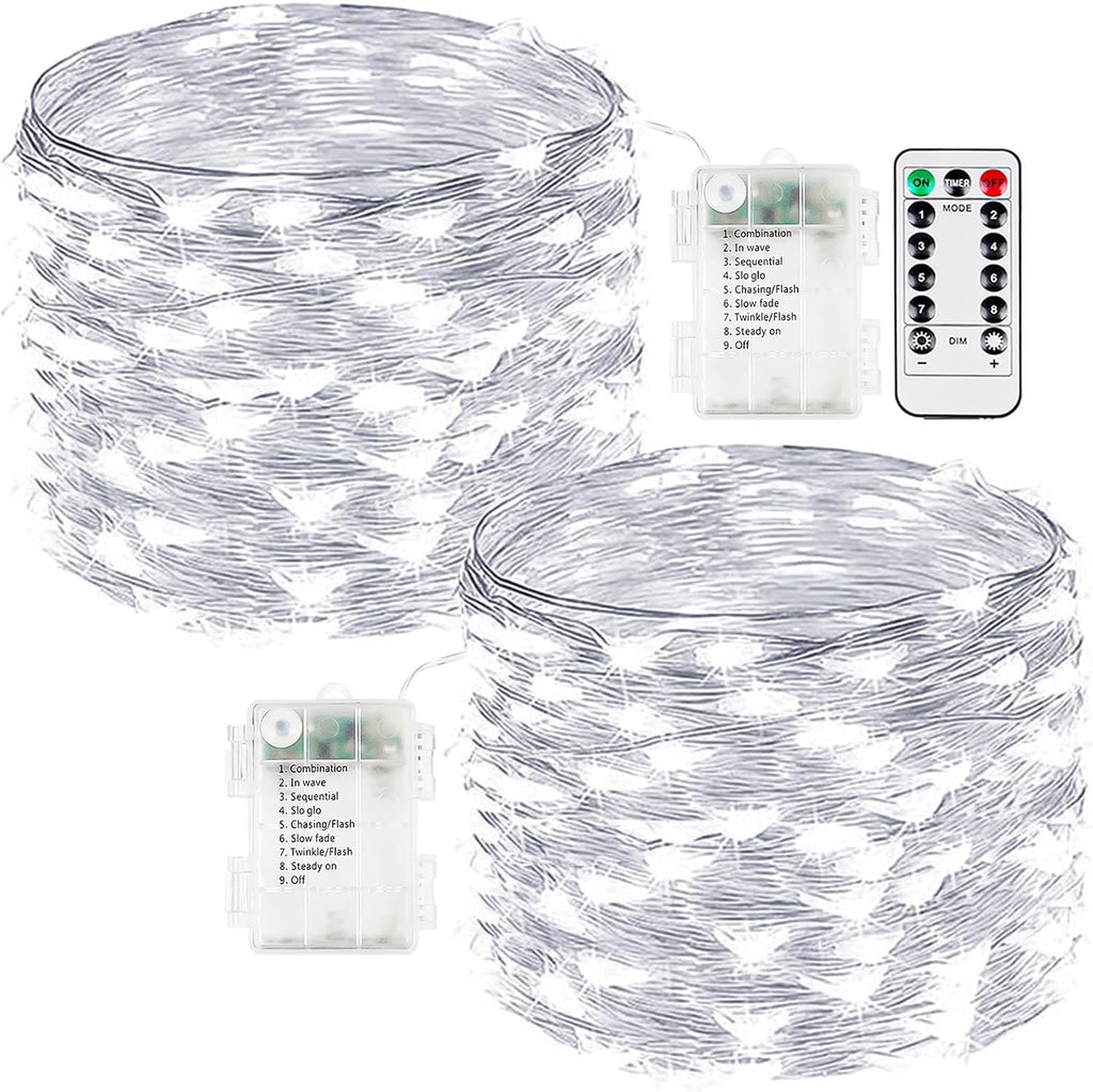 Skiennix 33FT 100 LED Fairy Lights - Waterproof Battery Operated String Lights with Remote & Timer for Indoor/Outdoor Decor