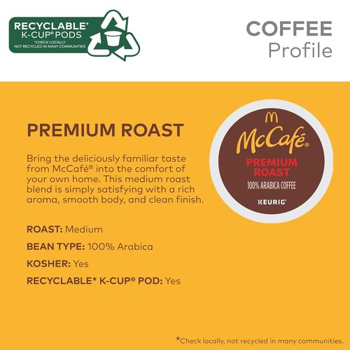 McCafe Premium Roast Coffee - Medium Roast Single Serve K-Cup Pods | 84 Count Pack