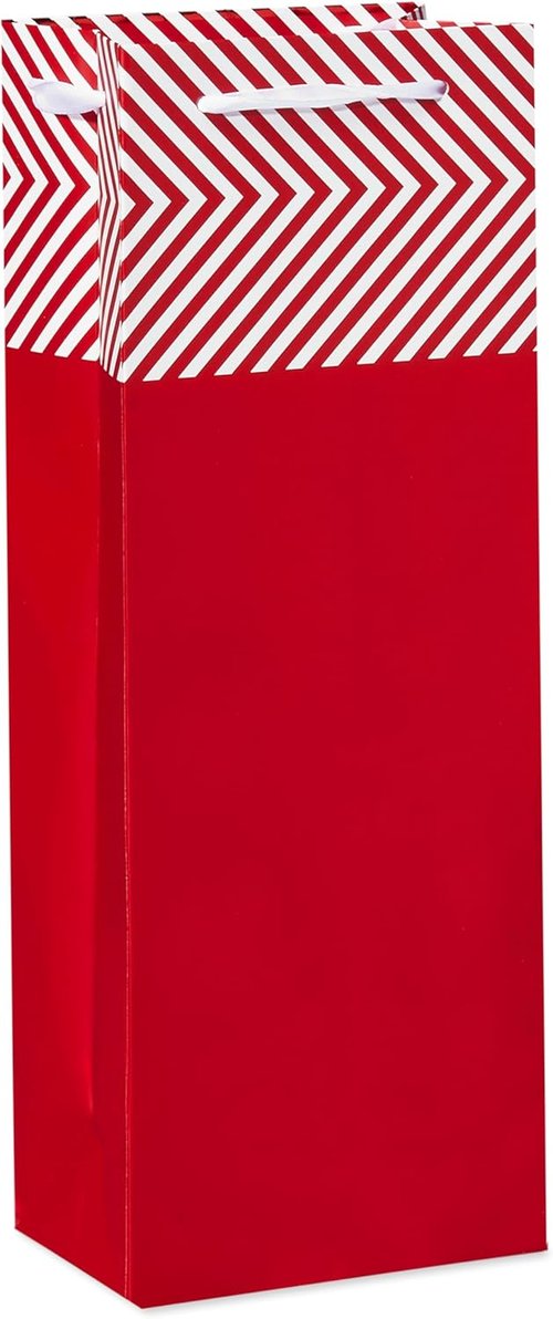 American Greetings Wine Gift Bags - Multi-Design Set in Red, White & Silver (5 Count)