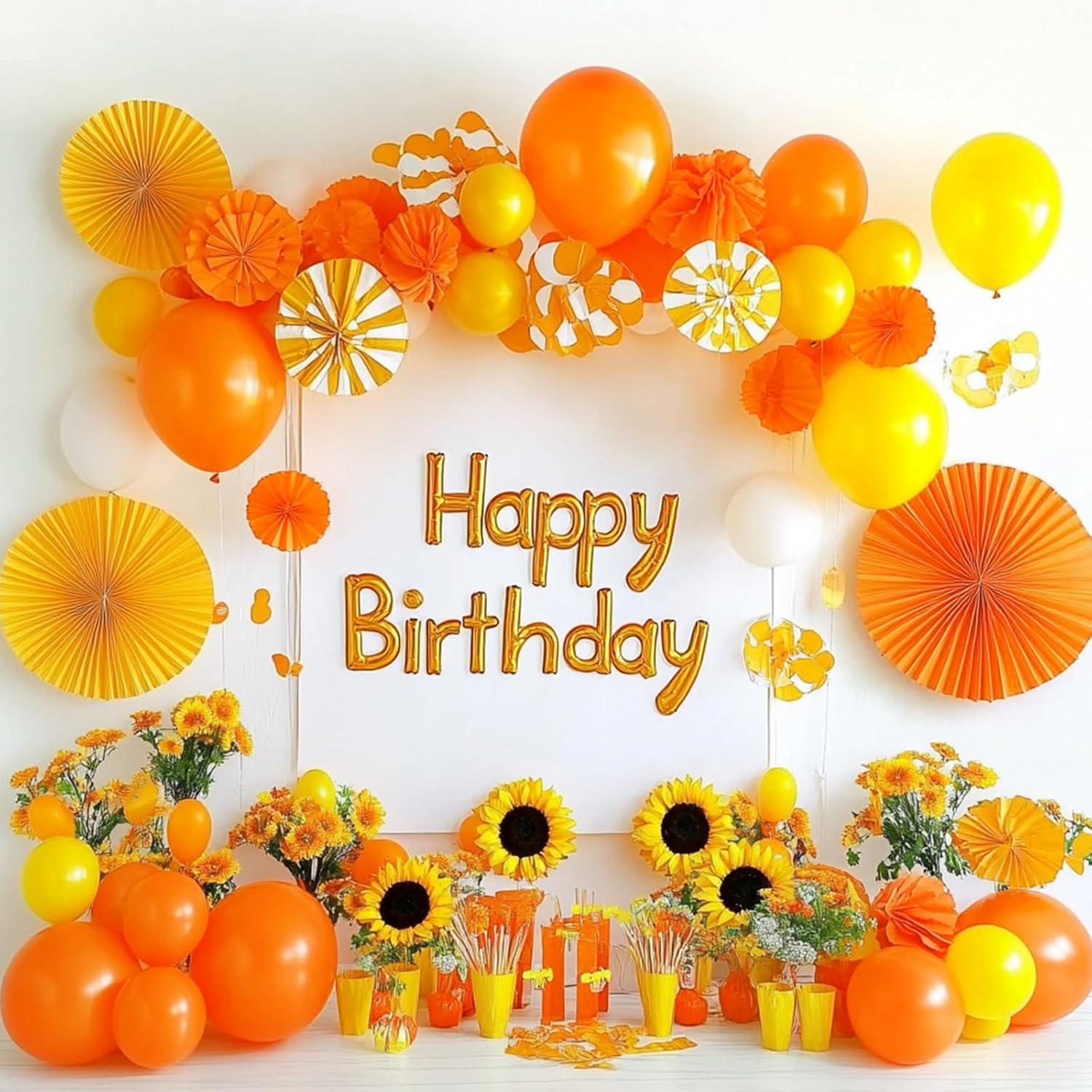 RUBFAC Orange Balloon Arch Kit - 129pcs in Various Sizes for Halloween & Thanksgiving Celebrations