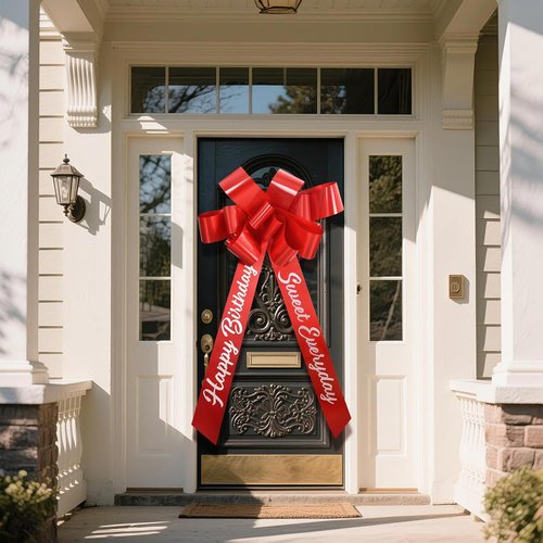Happy Birthday Car Bow by [Brand Name] - Giant Red Gift Bow for Cars | 36"x63" Size