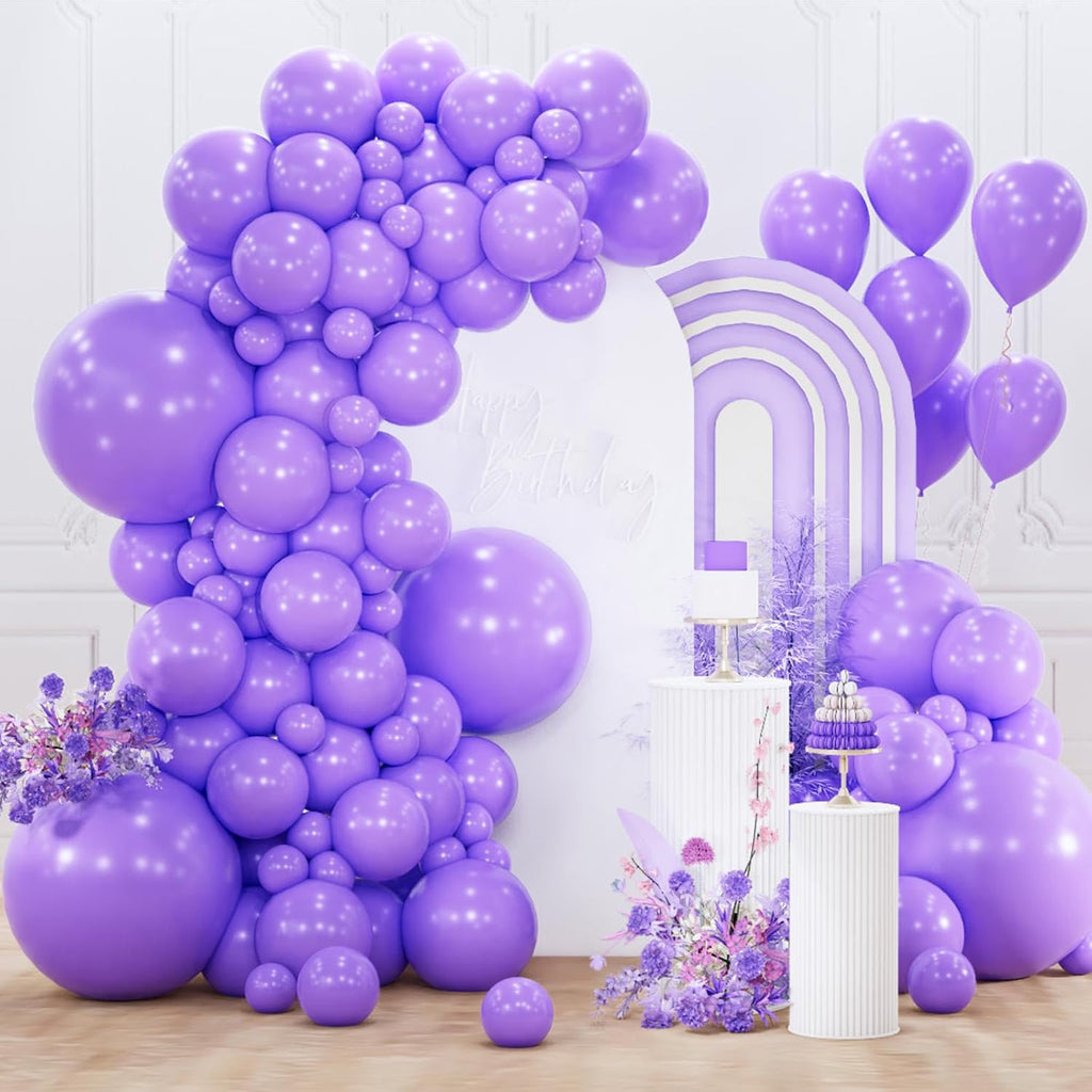 PartyWoo Purple Balloon Arch Kit - 152pcs in 5-18 Inch Sizes for Birthday & Wedding Decor