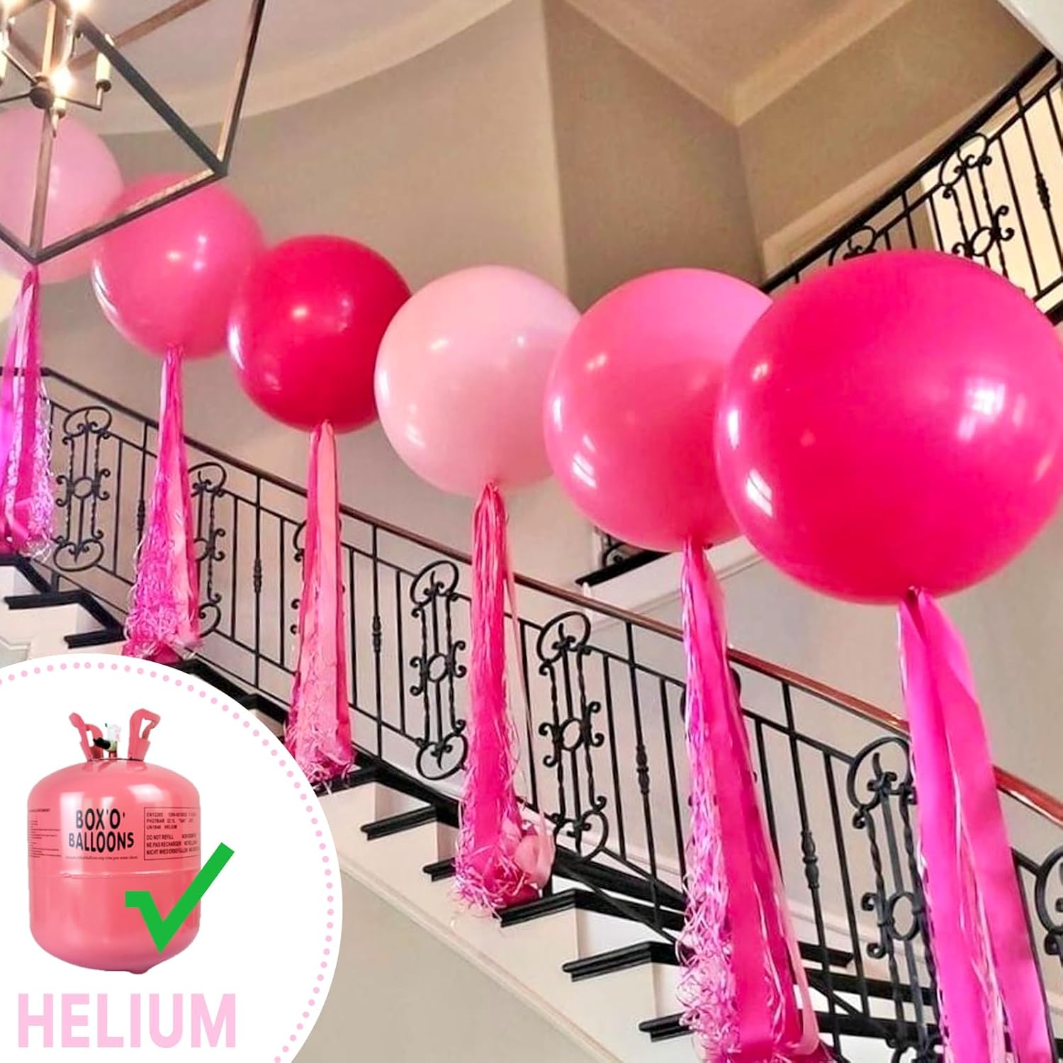 PartyWoo Baby Pink Balloons - 36 Inch Pastel Latex Helium Balloons for Baby Showers & Celebrations