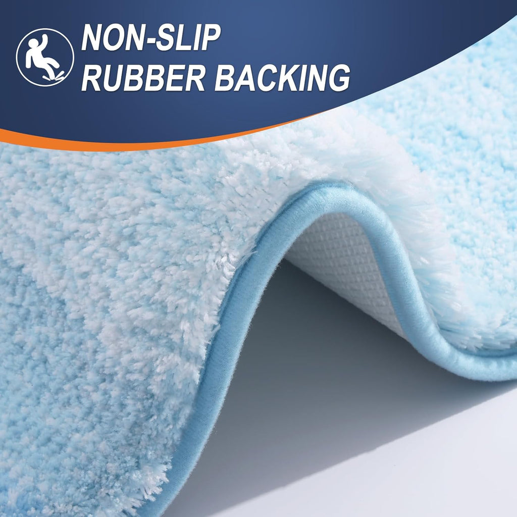 OLANLY Large Bathroom Rugs - Extra Soft Microfiber Mat 54x24 | Quick Dry & Machine Washable - Sky Blue