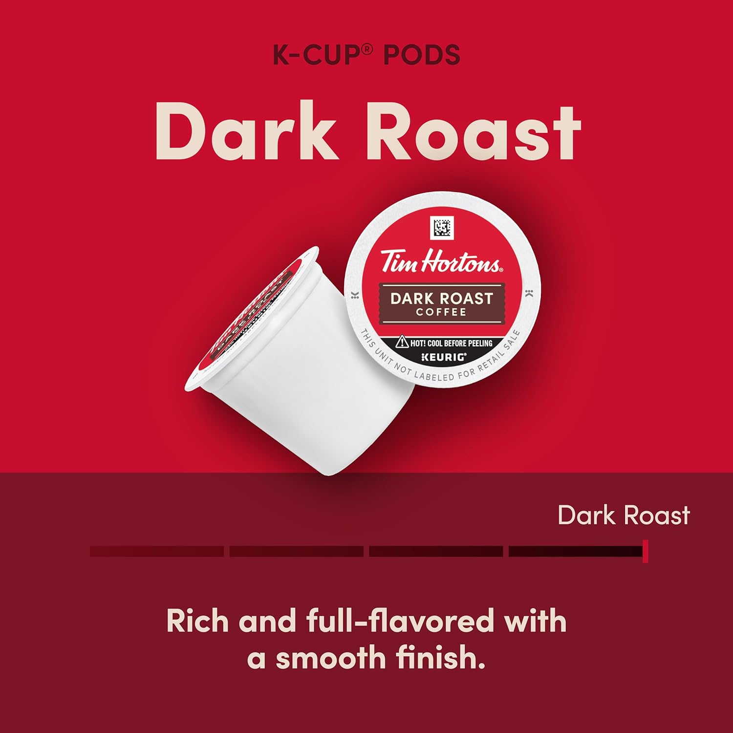 Tim Hortons Dark Roast Coffee K-Cup Pods - Compatible with Keurig Brewers | 100 Count