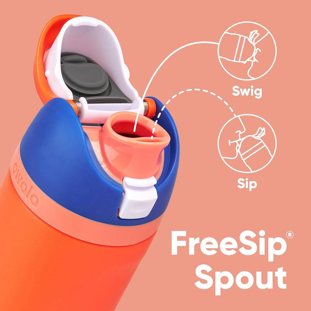 Owala Kids FreeSip Water Bottle - Insulated Stainless Steel with Straw, 16 oz, Blue Citrus - BPA-Free