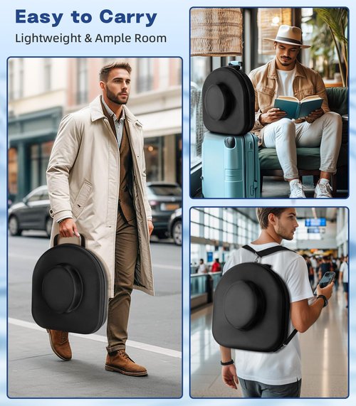 Hat Box for Cowboy Travel Extra Large, Waterproof Hard Hat Travel Case Storage Can for Fedora Panama Tweed Cap Hat Holder Organizer Carrier with Adjustable Carry Strap, Mens Western Gift, Large Black