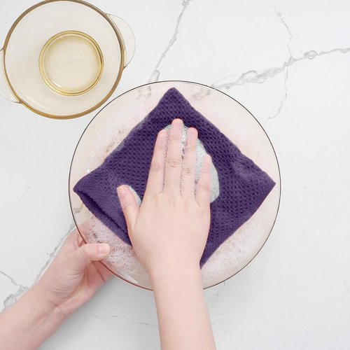 Homaxy 100% Cotton Waffle Weave Dish Cloths - Ultra Soft & Absorbent Kitchen Towels | 12x12 Inches, 6-Pack, Eggplant