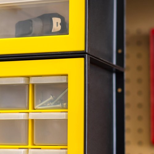 IRIS Hardware Storage Drawer - 44 Compartment Parts Organizer Cabinet | Yellow Color