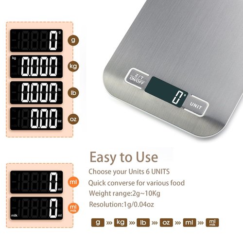 Digital Kitchen Scale by [Brand Name] - 5kg/11lb Capacity | Accurate Grams & Ounces Measurement for Baking, Cooking, Keto, and Meal Prep - Durable 304 Stainless Steel