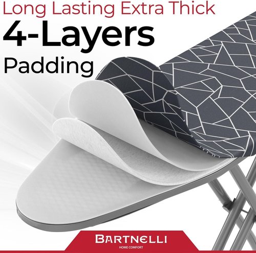 Bartnelli Compact Ironing Board - Space-Saving 13x43 Steel Design with Adjustable Height & Bonus Accessories