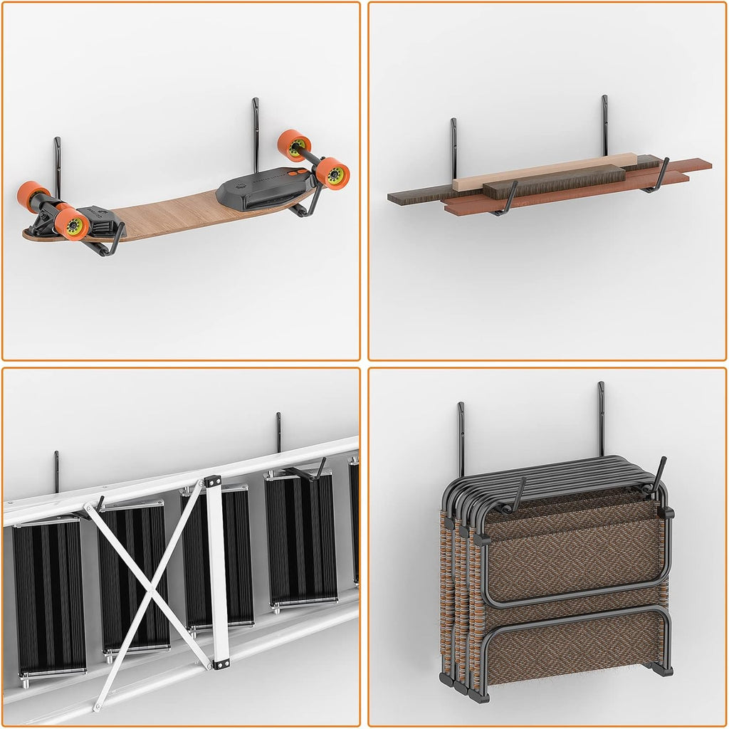 WALMANN Kayak Storage Rack - Wall Mount Hooks for Canoe, Surfboard, Ski, Snowboard & Paddle Board | Garage Utility Solution