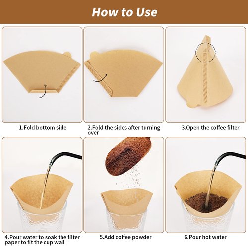 BOARDFEB Coffee Filters #2, 500 Count Coffee Filters Natural Unbleached Disposable Coffee Filters 2 Filter Cone Paper for Coffee Makers