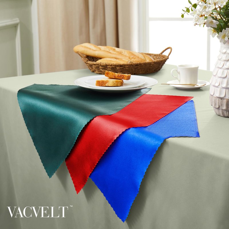 VACVELT 24 Pack Red Satin Napkins, 17x17 Inch Scalloped Elegant Dinner Napkins for Wedding, Restaurant, Banquet, Graduation Party