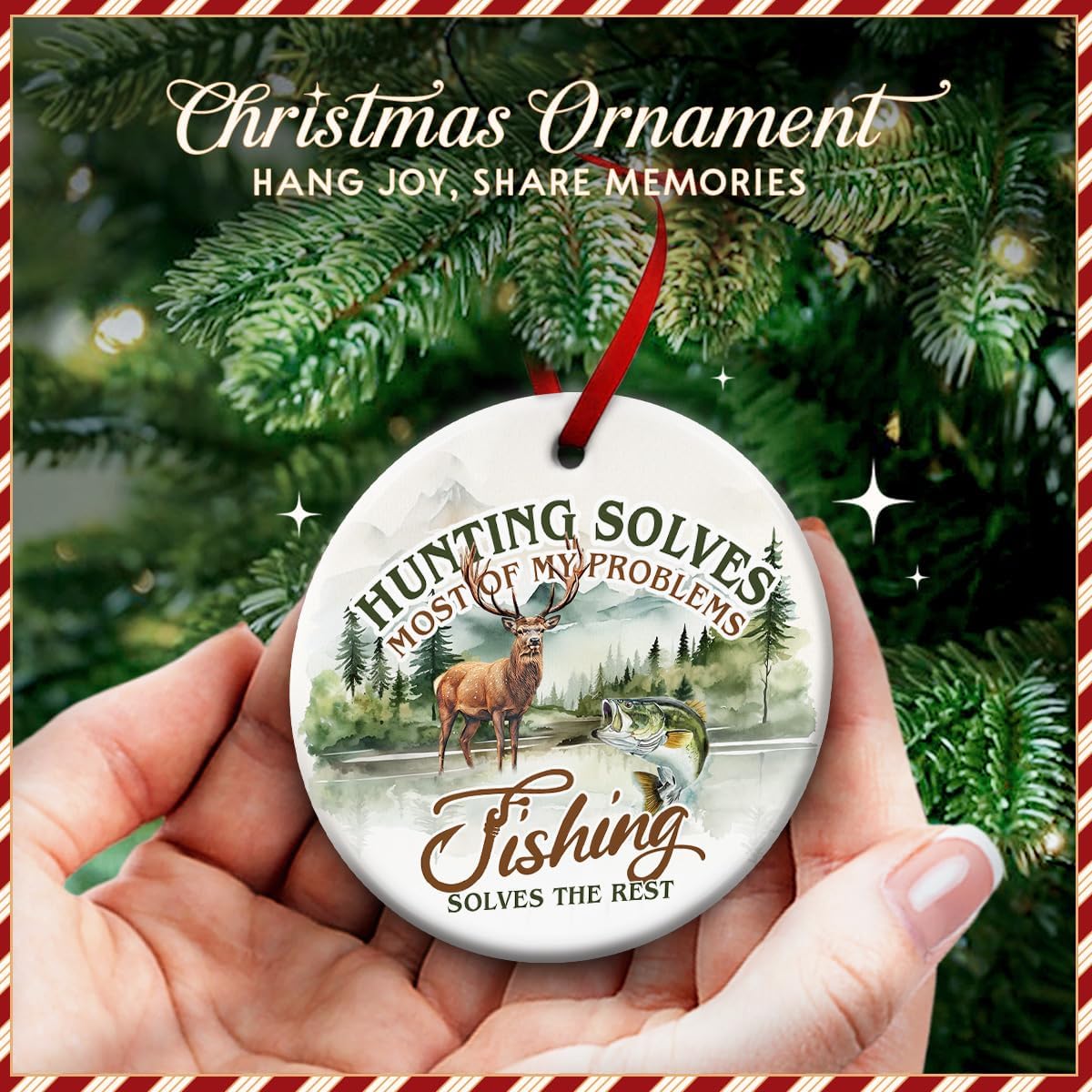Wildlife Ornaments | Outdoor Deer Hunting Decor - Perfect Christmas Tree Decoration for Fishing Lovers