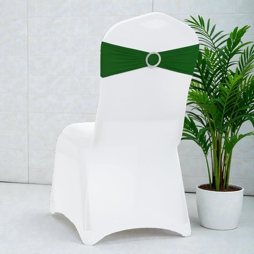 MDS Spandex Chair Sashes - Universal Fit Elastic Stretch Bands with Slider Bow - Green, Pack of 250