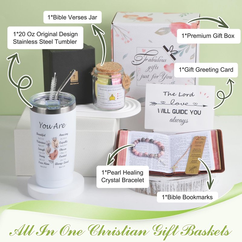 Religious Gifts - 6pcs Inspirational Christian Gifts for Women with Bible Verse Jar, Christian Gifts for Women Faith Based Catholic Christmas for Mom Sisters (Religious Gifts)