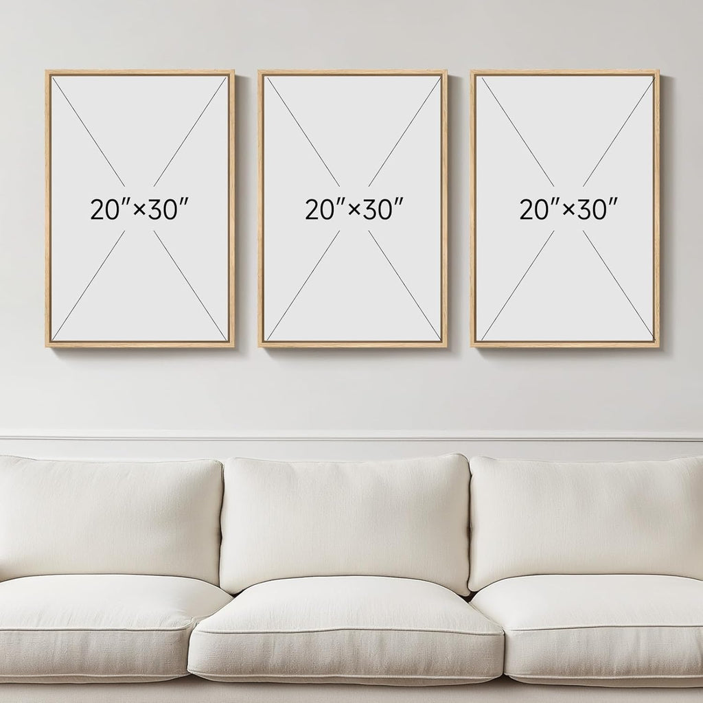 Skiennix Large 3D Textured Boho Wall Art - Modern Minimalist 3-Piece Set in Brown Beige Tan | 20x30 In