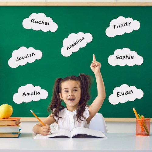 MixTeach 200 Pcs White Cloud Cutouts - 4-Inch Double-Sided Paper Shapes for Classroom Decor | DIY Kids Crafts