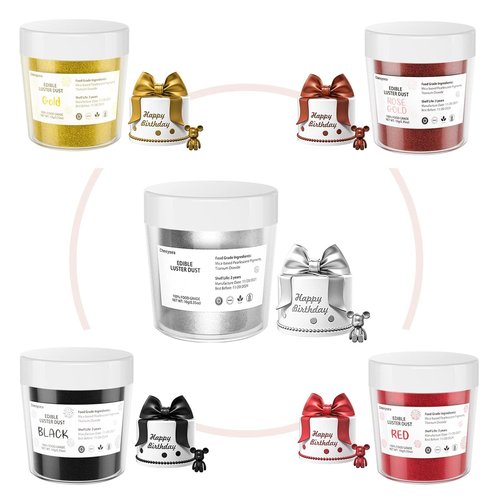 Cherrysea Silver Edible Luster Dust - Tasteless Food Grade Cake Dusting Powder | 10 Grams for Baking