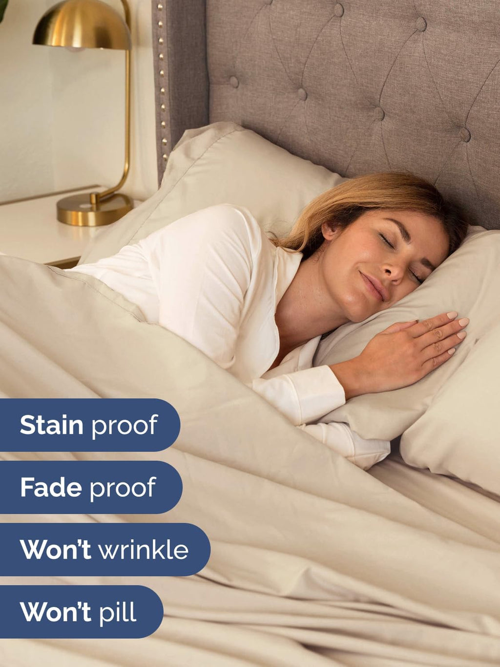 Skiennix Extra Deep Queen Sheet Set | 6-Piece Breathable Cooling Bedding - Soft, Wrinkle-Free, Easy Fit - Wheat Color