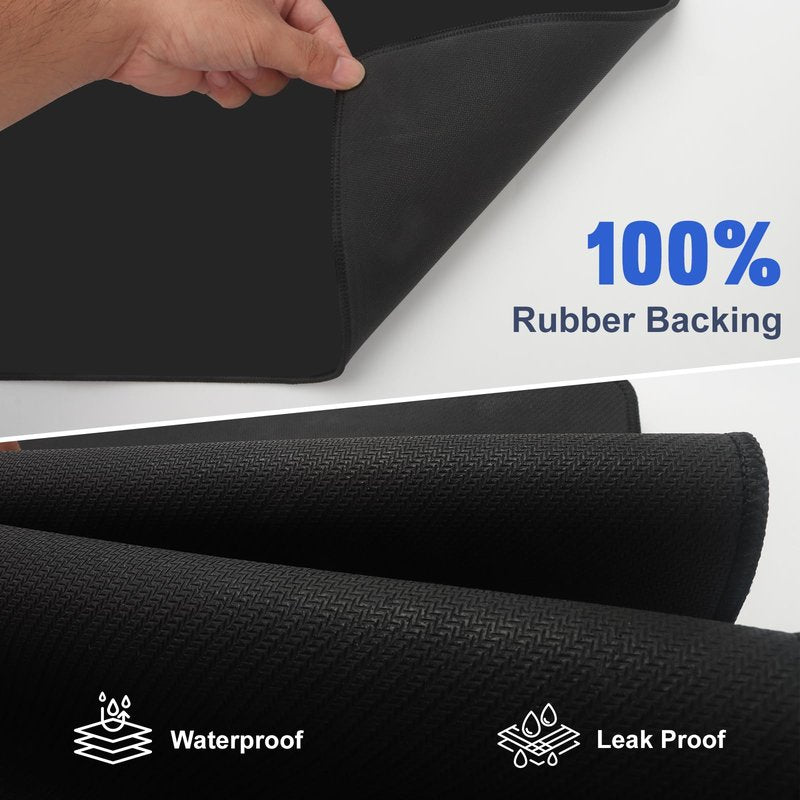 Waterproof Coffee Mat for Ninja ES601 ES701 Breville, 23.6 x 15.7 Inch Espresso Machine Bar Accessories, Hide Stain Rubber Backed, Dish Drying Mat with Easy Clean Surface for Kitchen Counters, Black