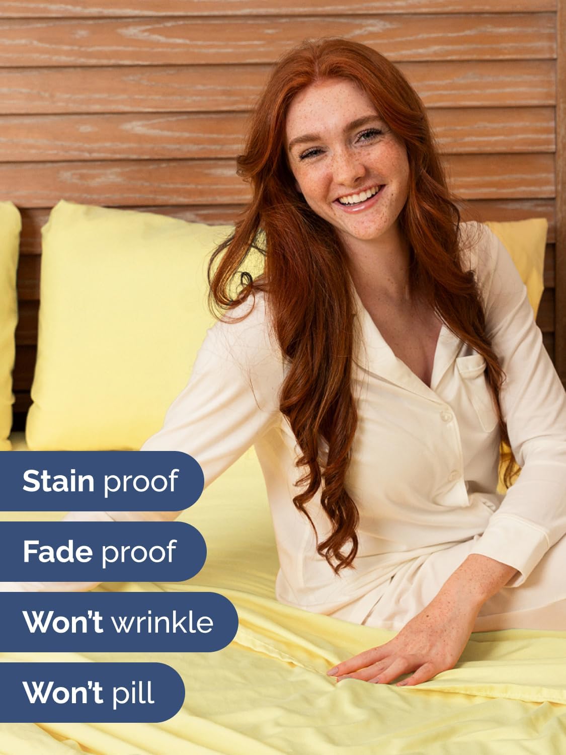Skiennix Extra Deep Twin Sheet Set - 4 Piece Breathable Cooling Bedding - Soft, Wrinkle-Free Yellow