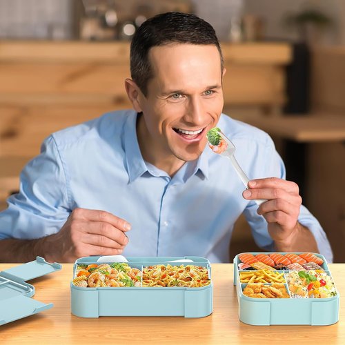 Cherrysea Stackable Bento Box - Large 6-Compartment Leakproof Lunch Container | Pink 1500ML for Adults & Kids