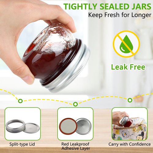 UrSpeedtekLive 24 Pack 4 oz Mason Jars with Regular Lids and Bands, Small Canning Jars, Mini Glass Jars for Honey Jelly Jam Crafts